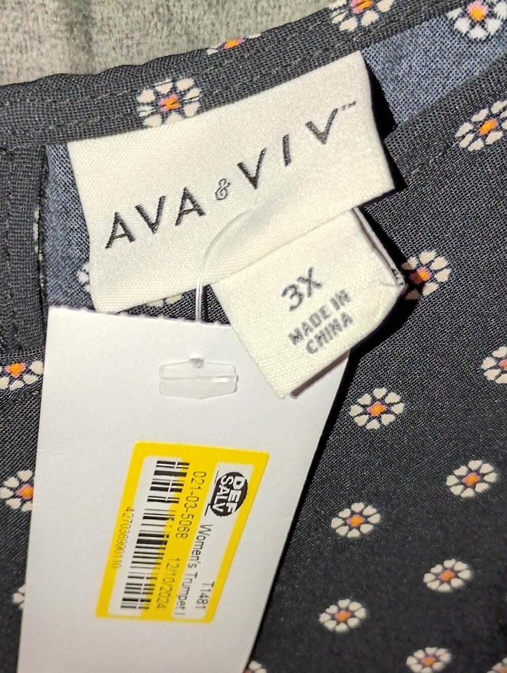 Ava & Viv Black Floral Dot Pattern Maxi Sun Dress Size 3X NWT P2P 25 In - Picture 5 of 7